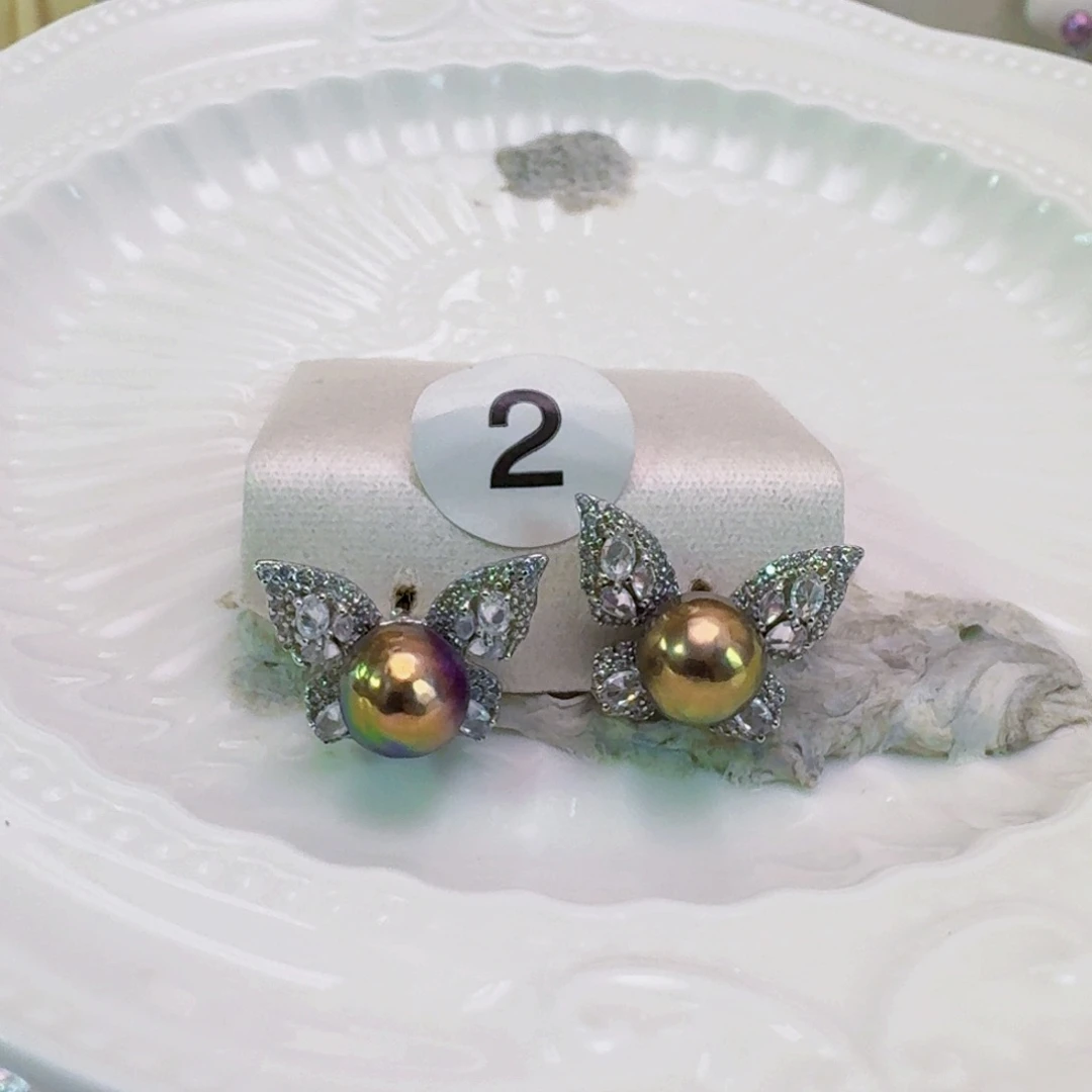 未镶嵌淡水珍珠耳饰黑****q