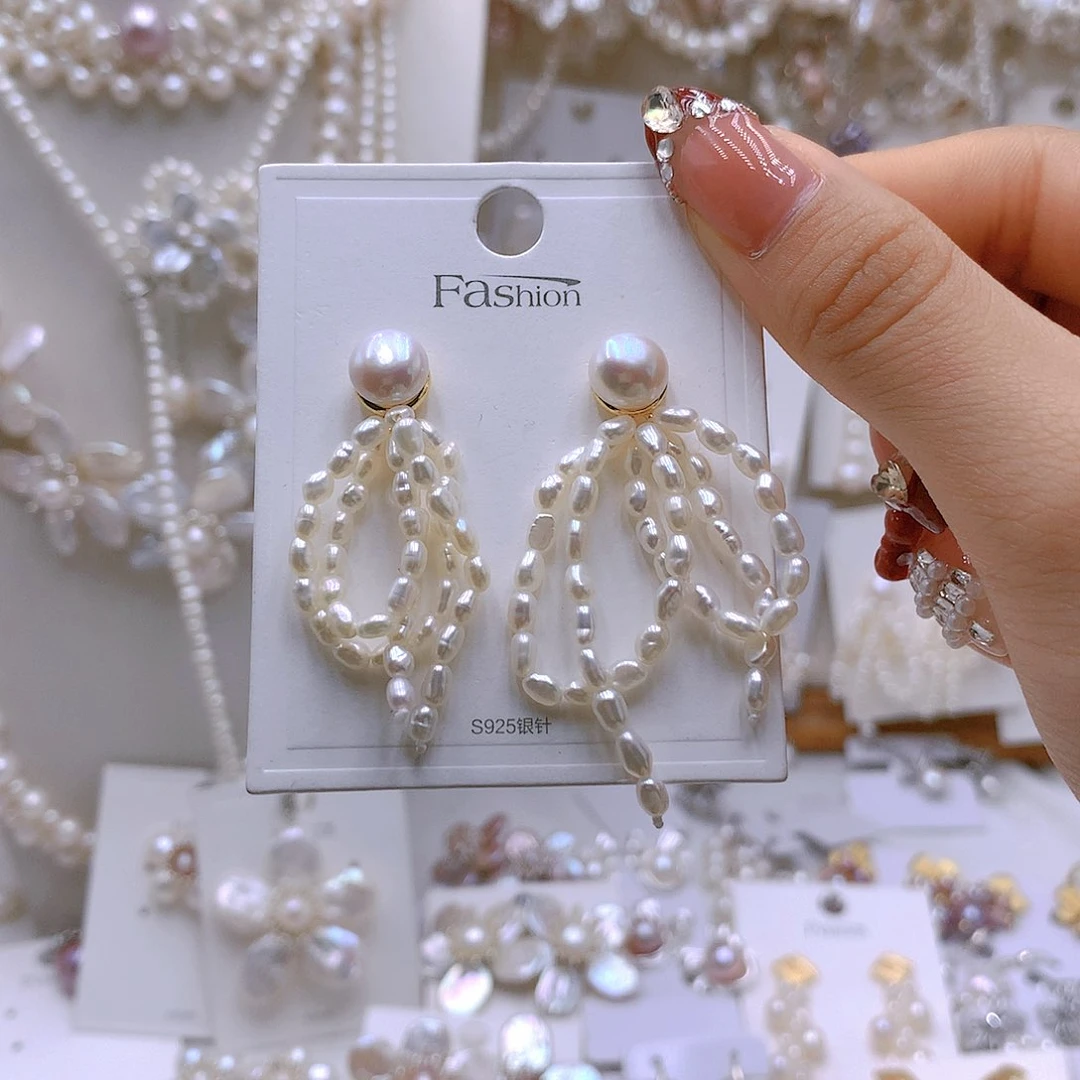 银S925镶嵌耳饰淡水珍珠S***i