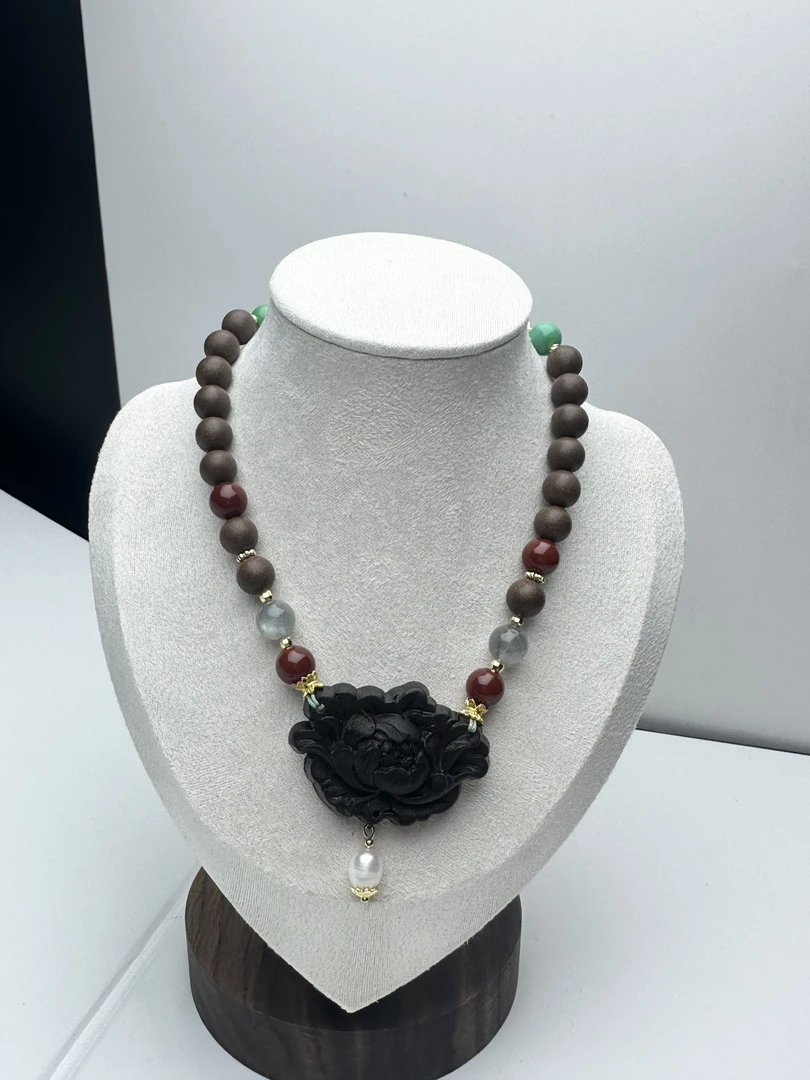 【散节香方】合香珠搭配款牡丹脖挂 古法（给同款耳环)