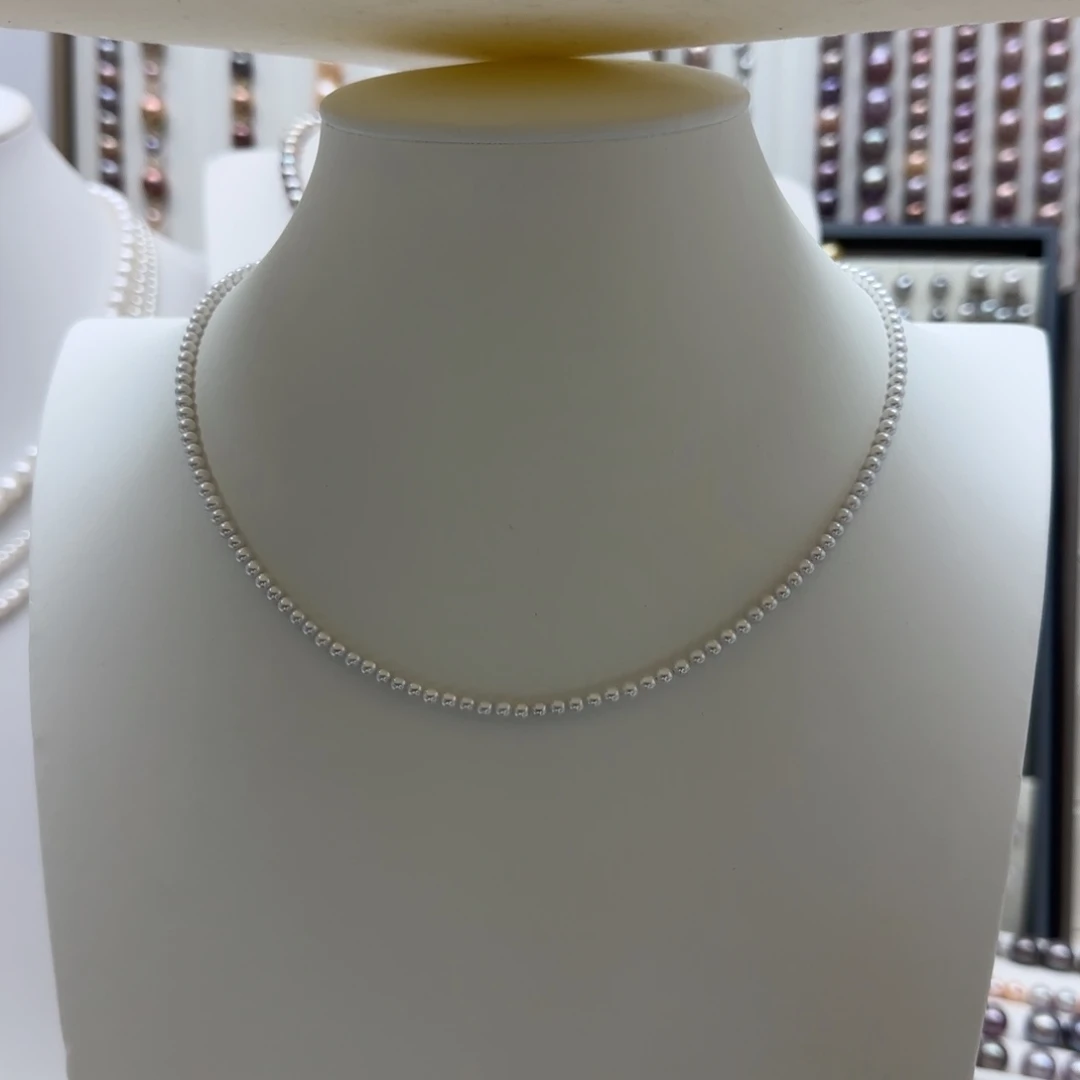 淡水珍珠银S925镶嵌项链