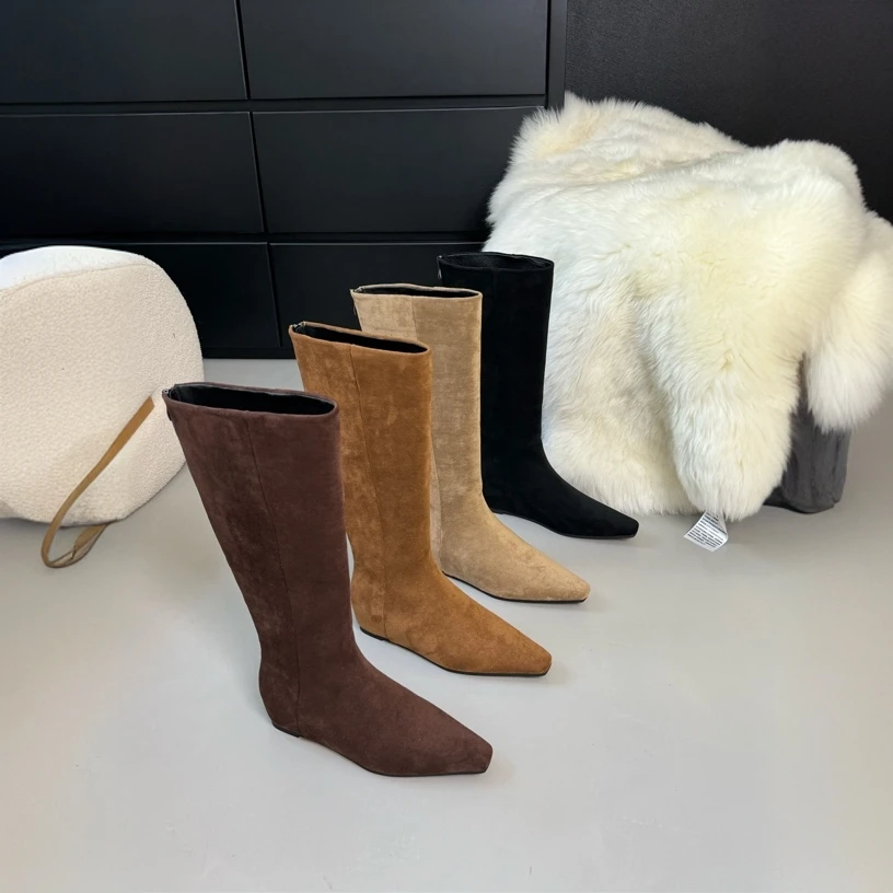 尖头弹力长筒时装靴细跟长靴百搭骑士瘦瘦靴中筒高筒筒靴秋冬过膝