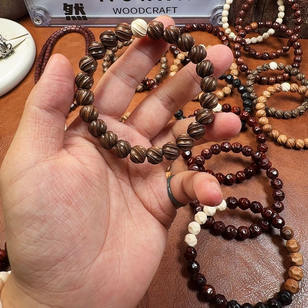 最***友檀香木手串/手链老山檀阴沉喜旋双线