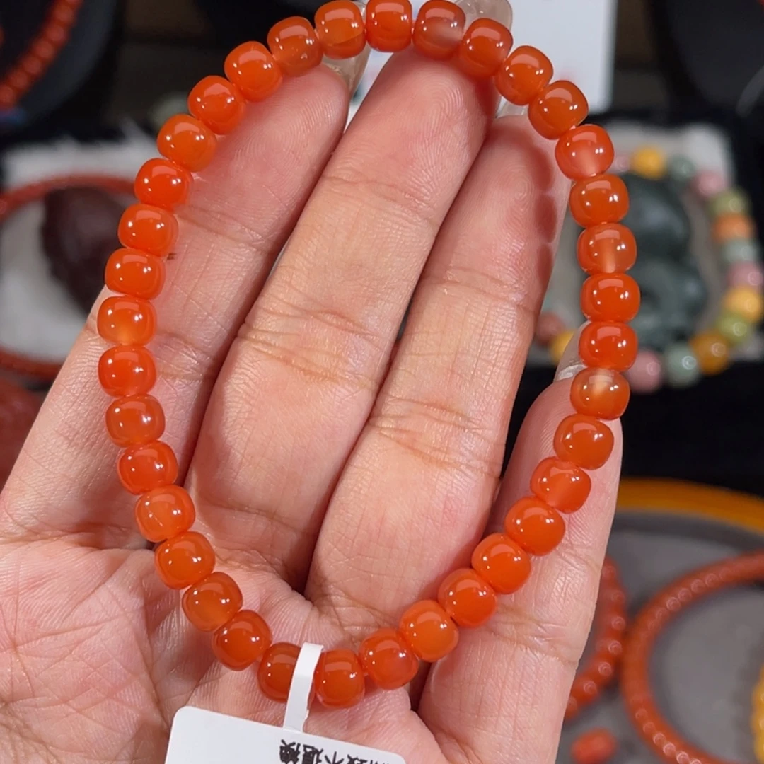 南红玛瑙未镶嵌滴水洞老型6.4mm