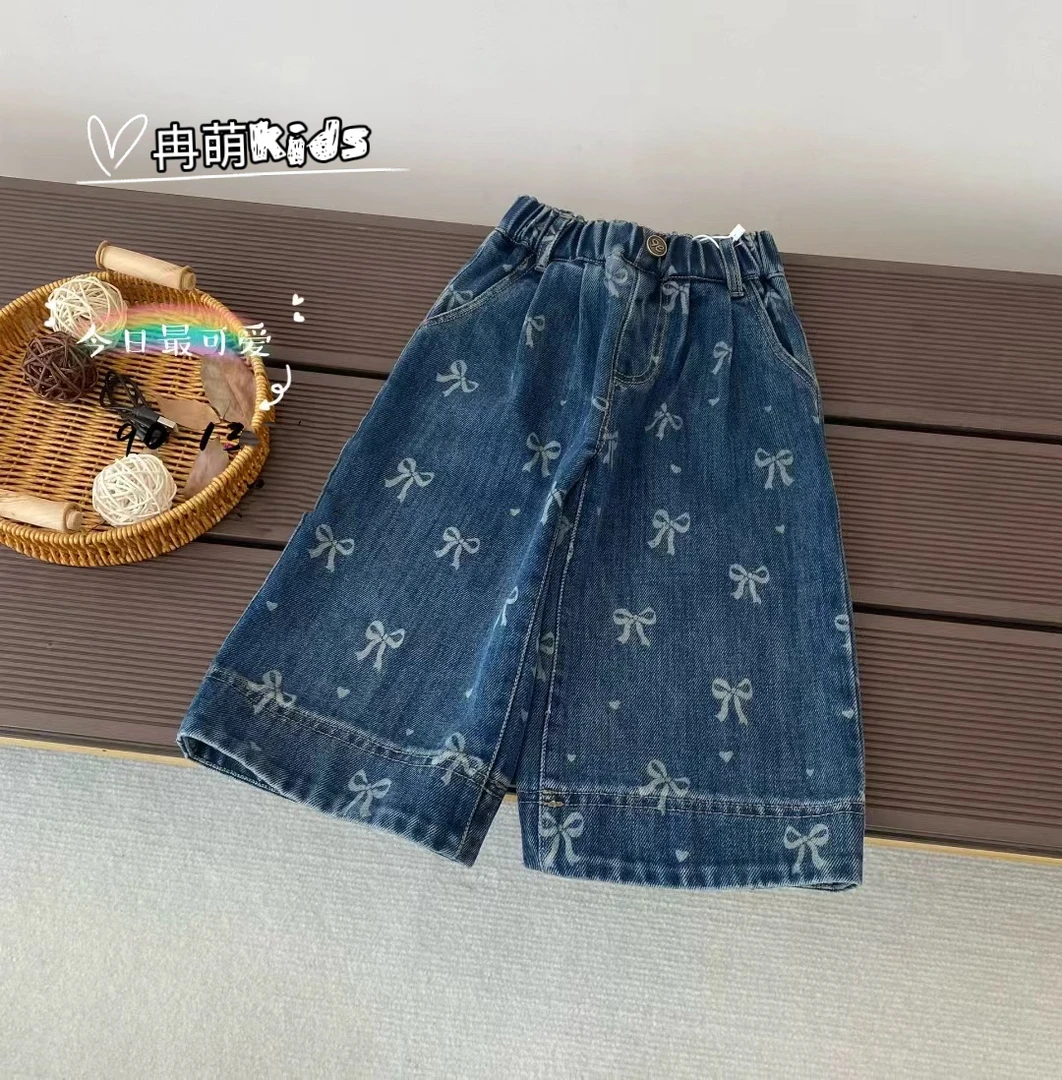 女童牛仔裤2025春秋季新款直筒阔腿裤洋气百搭女宝宝韩版牛仔长裤