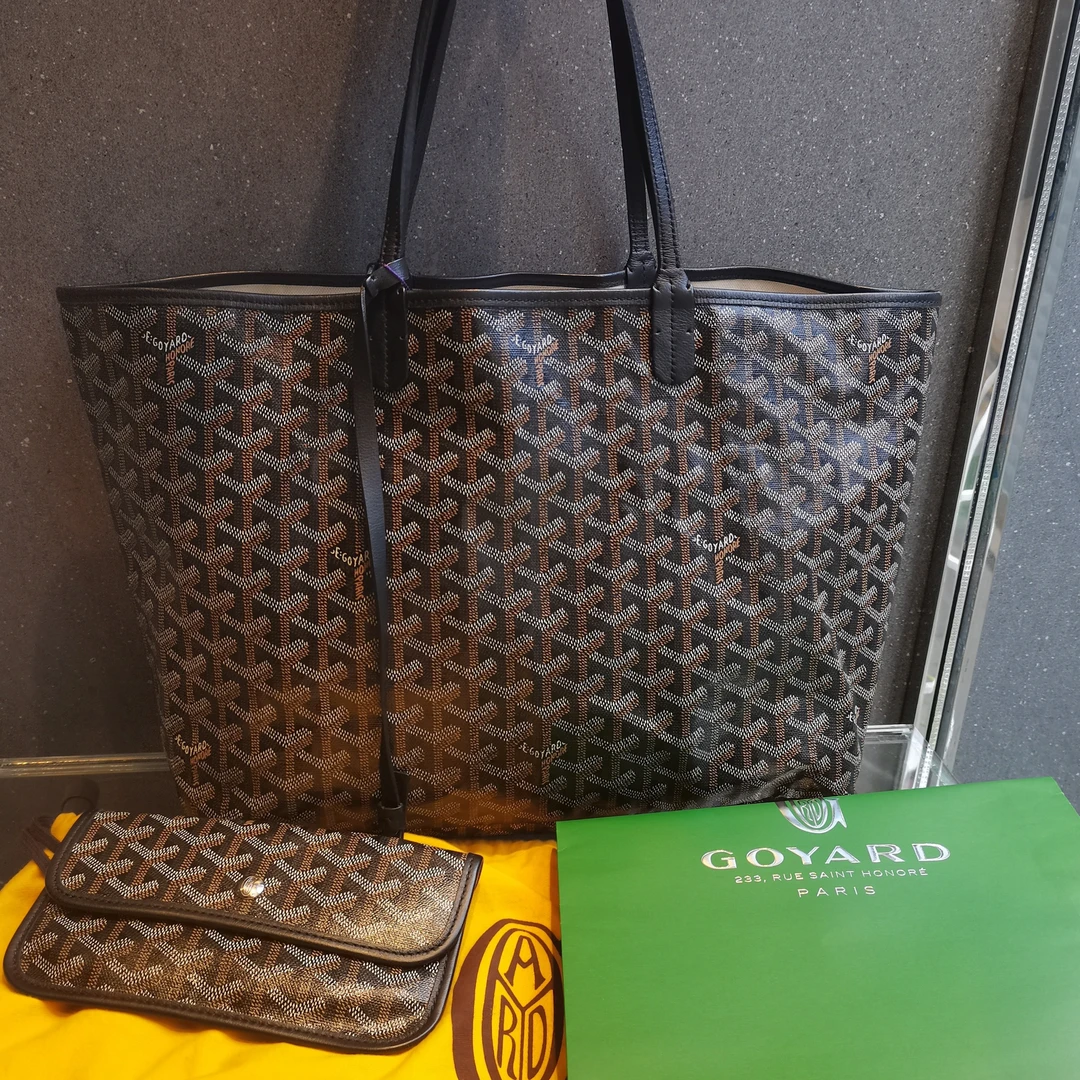 99新 Goyard 戈雅黑色中号托特包