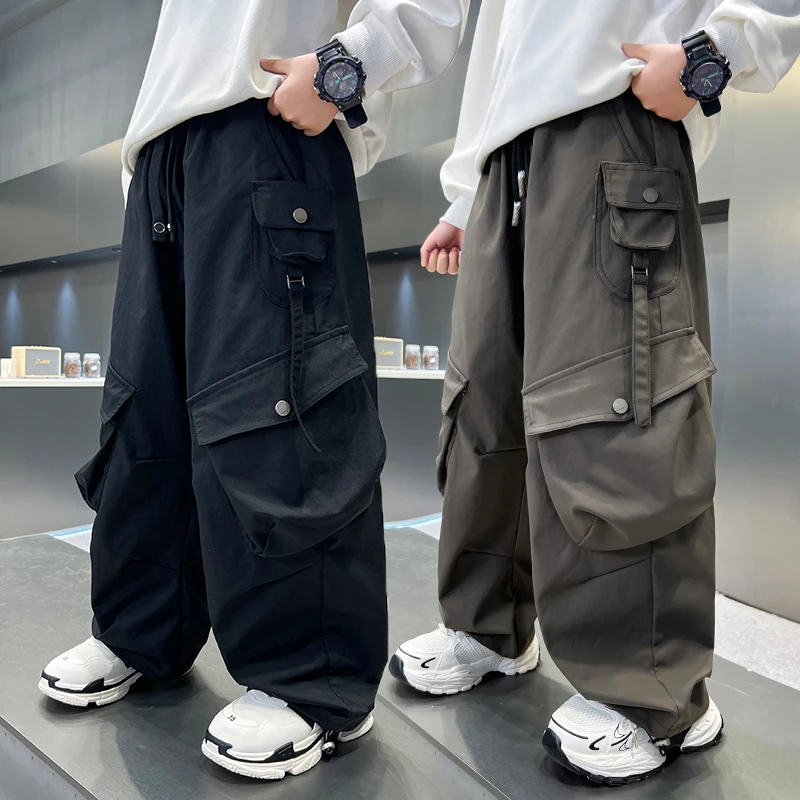 男童裤子秋装2025新款简约宽松阔腿工装裤中大童韩版洋气休闲裤