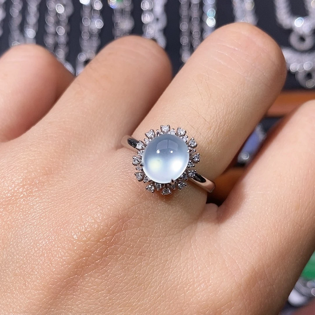 翡翠18K金镶嵌颈饰戒指