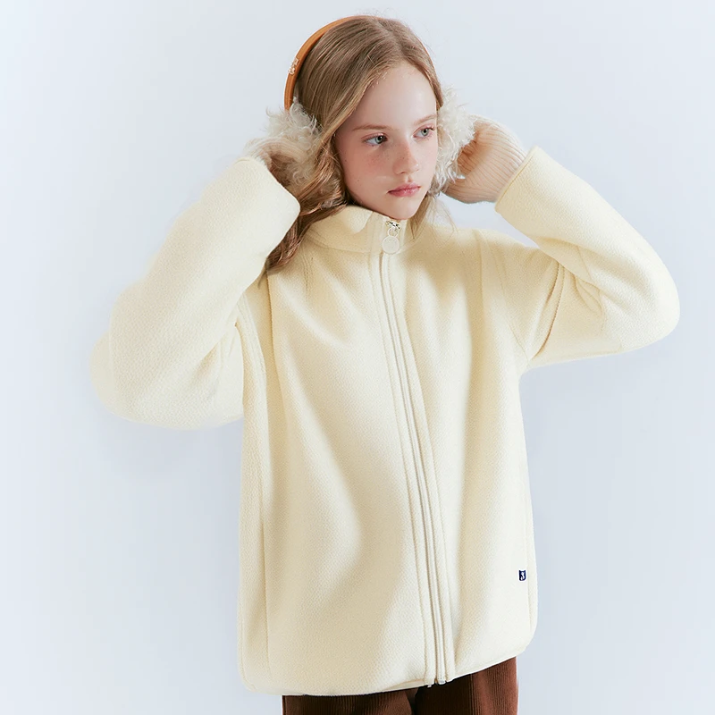 笛莎童装女童春秋多色软糯摇粒绒外套儿童立领保暖上衣-B32442501