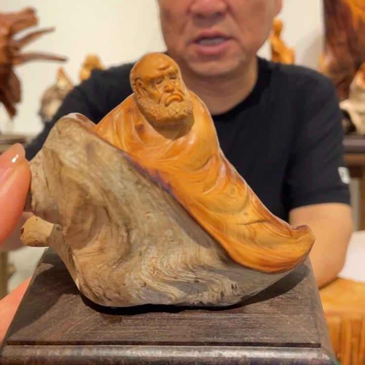 绿***山柏木（崖柏）达摩小摆件