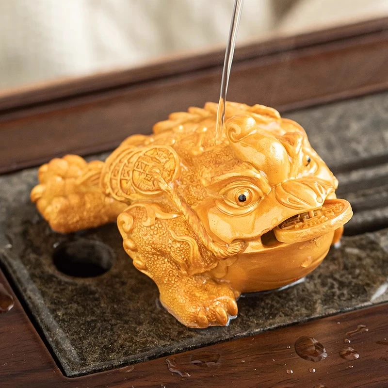金蝉茶宠茶盘摆件精品可养变色喷水金蟾茶玩宠物茶台茶具摆设