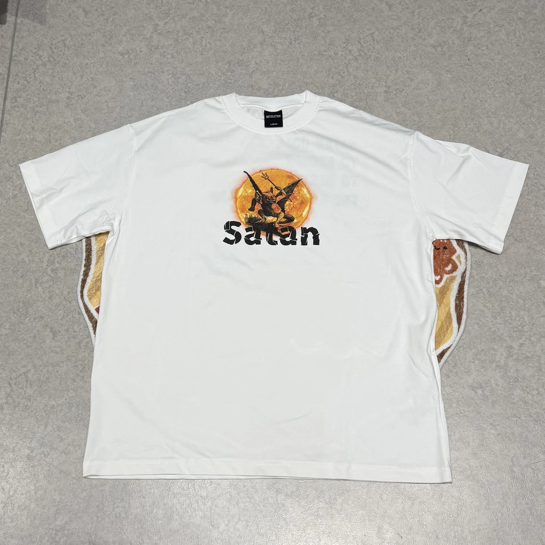 SATAN 白色 太阳印花短袖