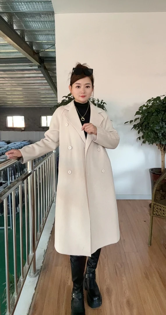 新款双面绒女正品爆版时尚休闲长款大衣冬季必备外套2308