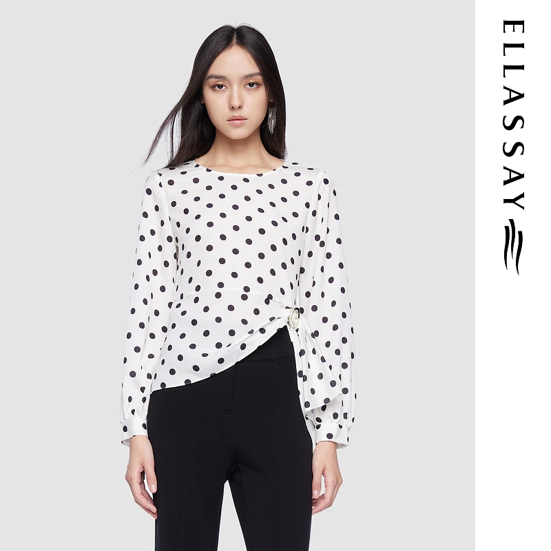 ELLASSAY歌力思2025春夏新款复古波点设计感衬衫女EWD361C01700