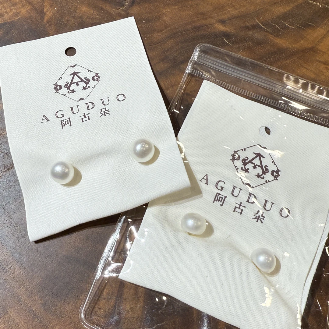 纯银天然珍珠耳钉气质简约