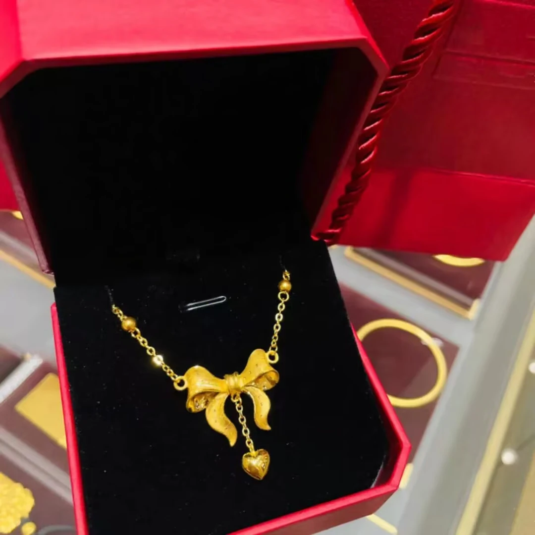 钛钢项链 高品质！精工金店同款在逃公主蝴蝶结项链女仿真黄金锁骨