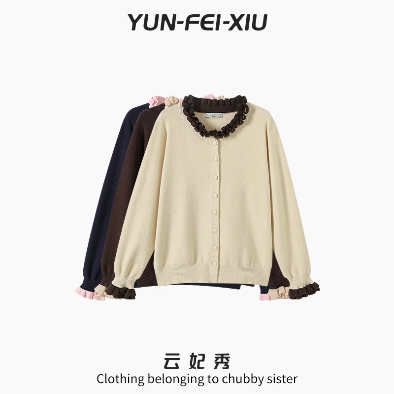 云妃秀大码女装针织衫时尚休闲胖妹妹显瘦宽松减龄上衣冬季76007