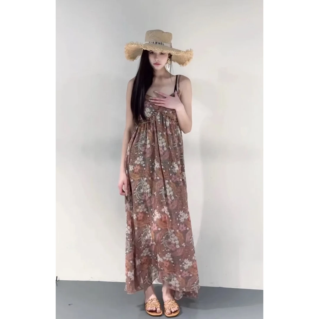 【Z】617/533259/139-9 时尚v领吊带连衣裙长款连衣裙