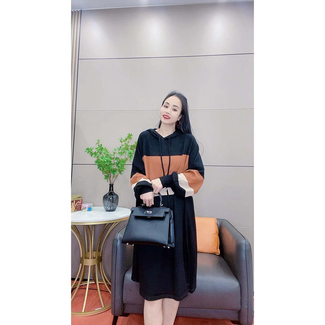 3739 新款高端洋气显瘦针织大码连衣裙