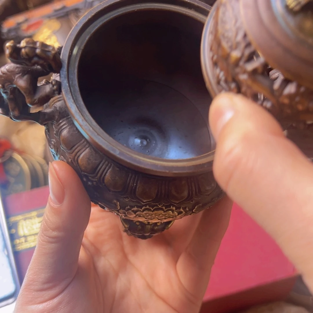 原矿风磨铜宣字熏香炉