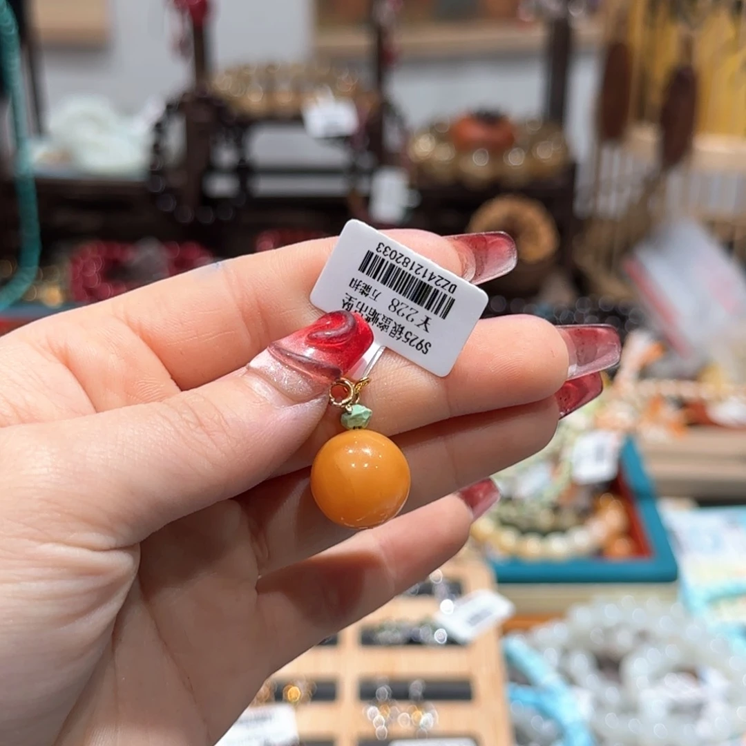 蜜蜡吊坠(不含链)银S925镶嵌吊坠卡15