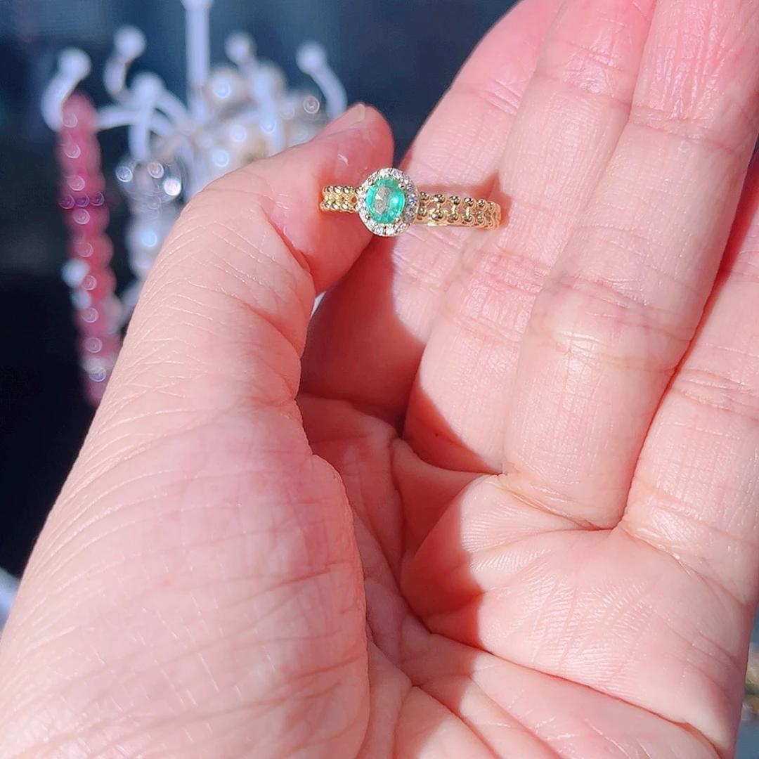 祖母绿戒指银S925镶嵌