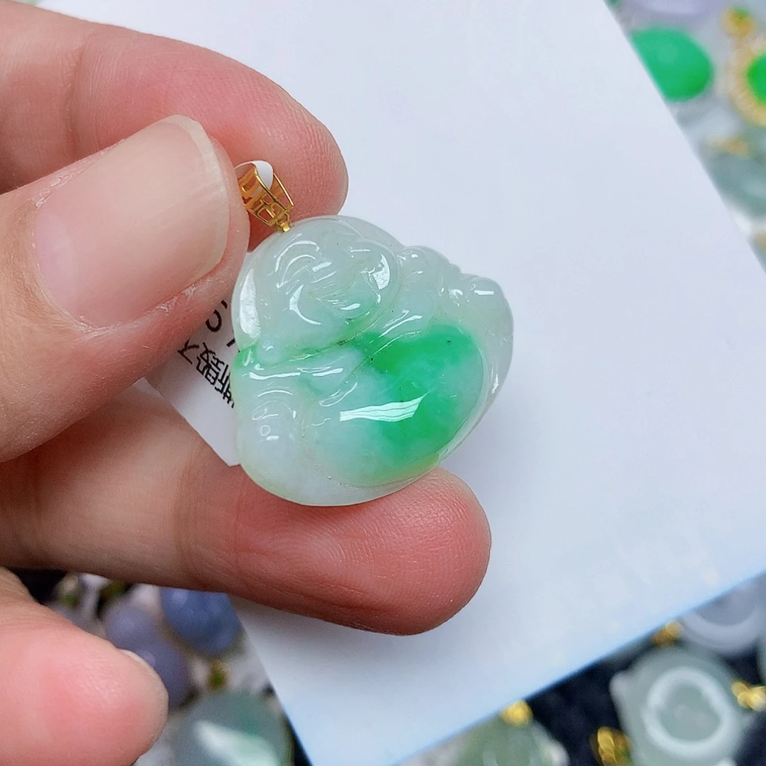 翡翠18K金镶嵌颈饰356775