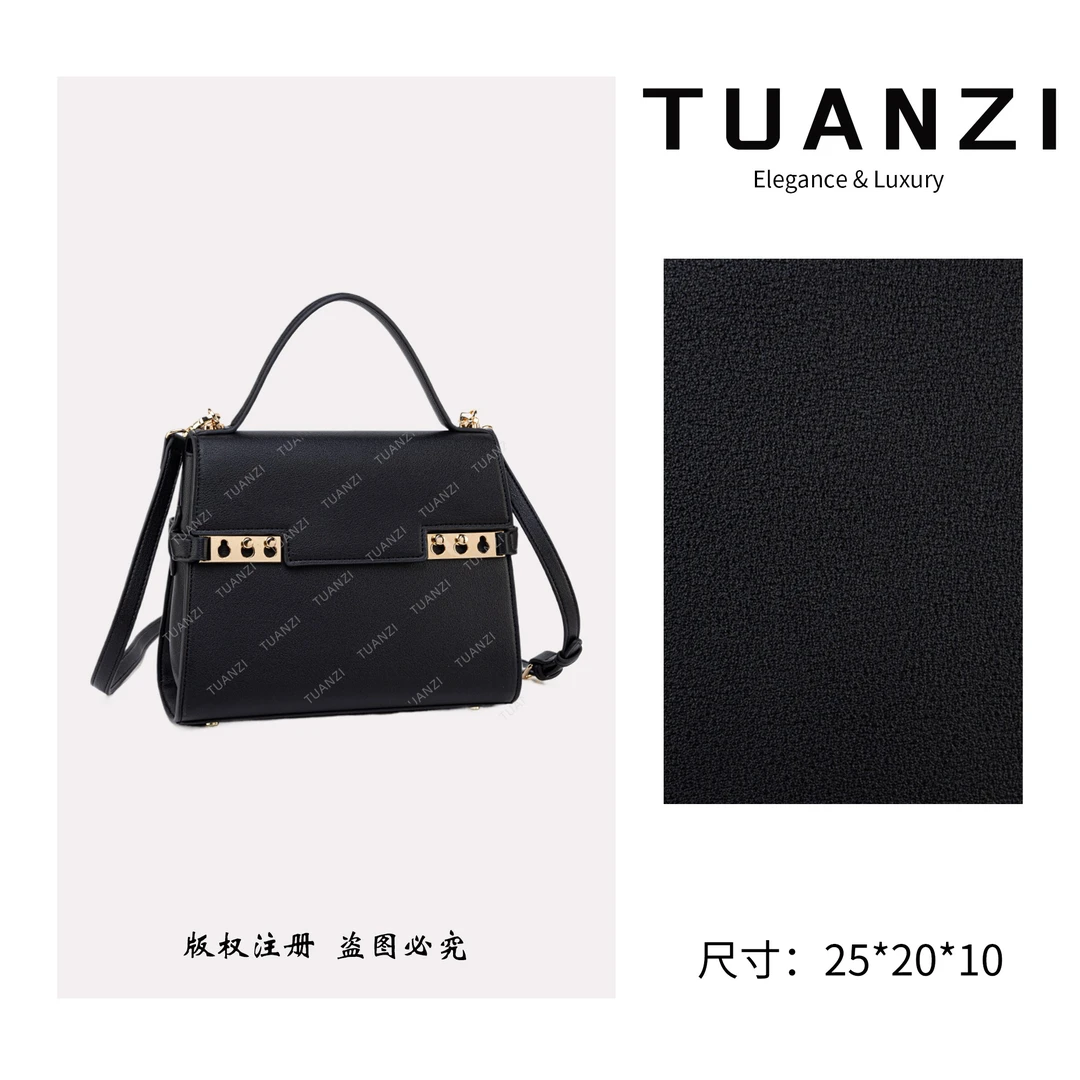 TUANZI『Tempete』 德家新款25cm手提斜挎女包 QYX-81669-黑色