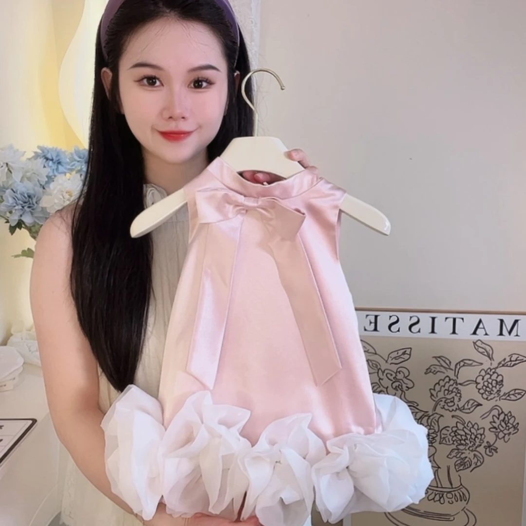 超仙高端女童礼服重工手工花朵小女孩生日演出小礼裙洋气