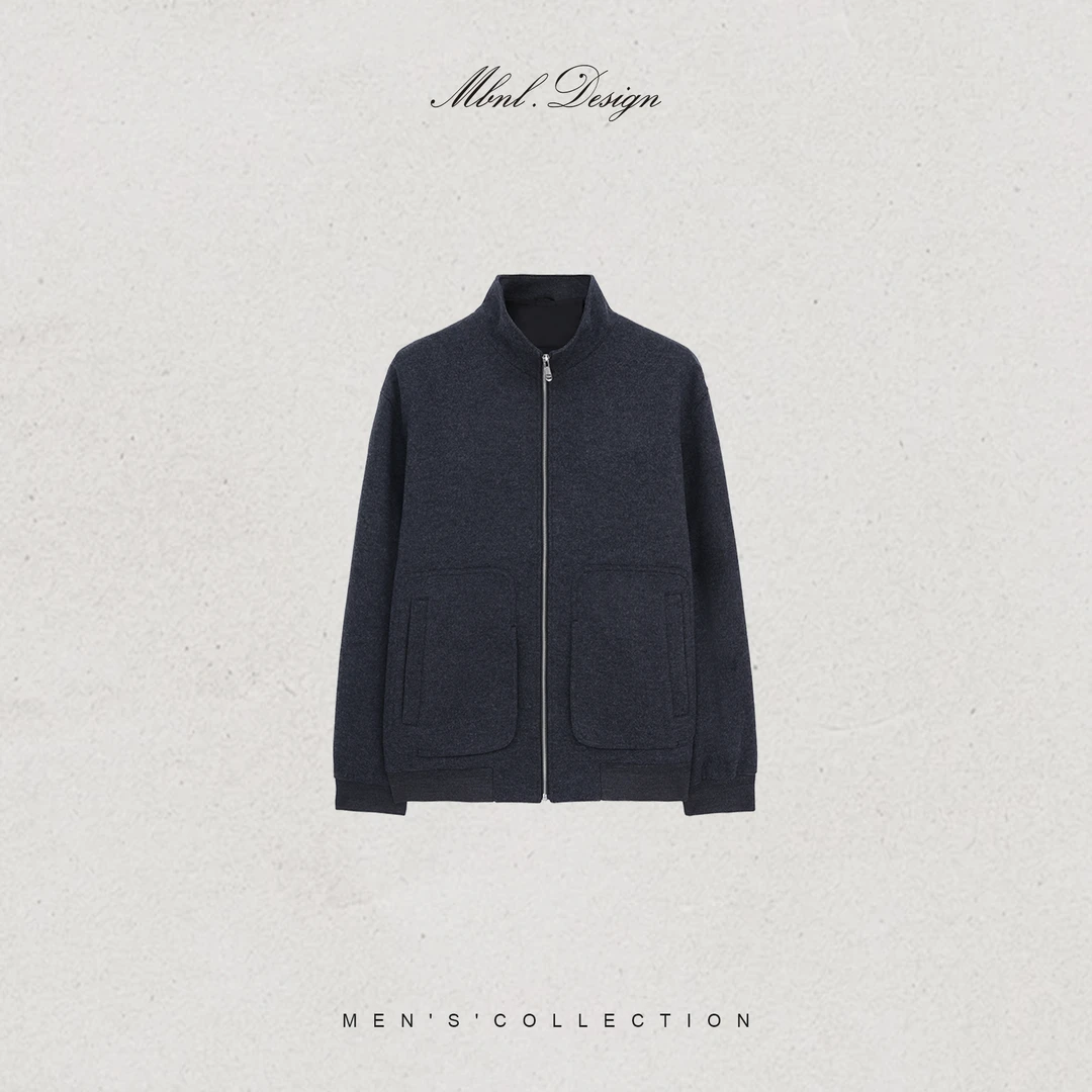 MBNL-F「羊毛呢」秦磊男装绵羊毛混纺ykk拉链夹克LL-WWT0099