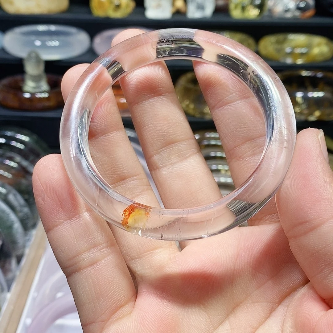 未镶嵌手镯水晶天然胶花翘色水晶手镯54圈口