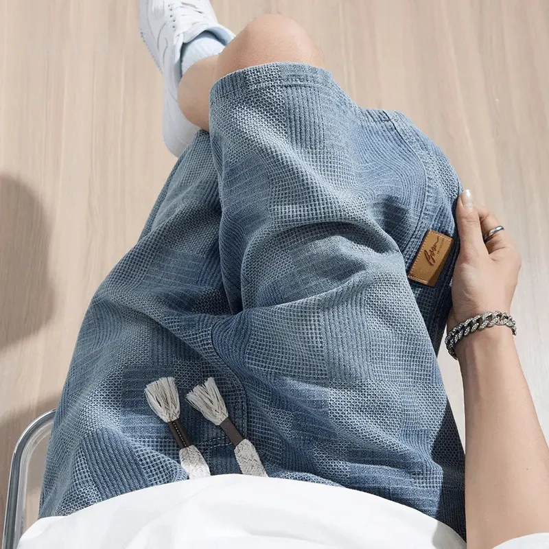 啄木鸟星空纹夏季薄款牛仔短裤男美式男士宽松休闲时尚百搭五分裤