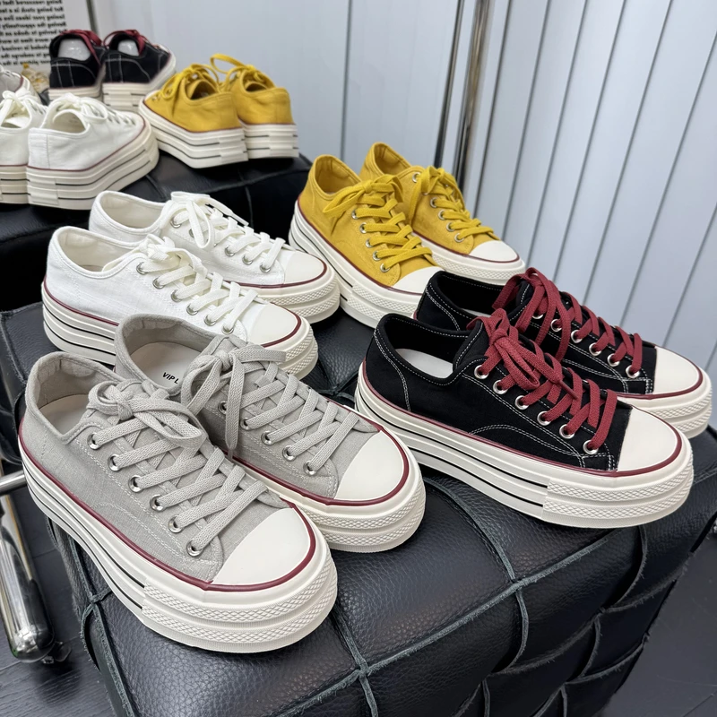 亚麻休闲板鞋女2025新款女鞋厚底增高帆布鞋女百搭休闲板鞋