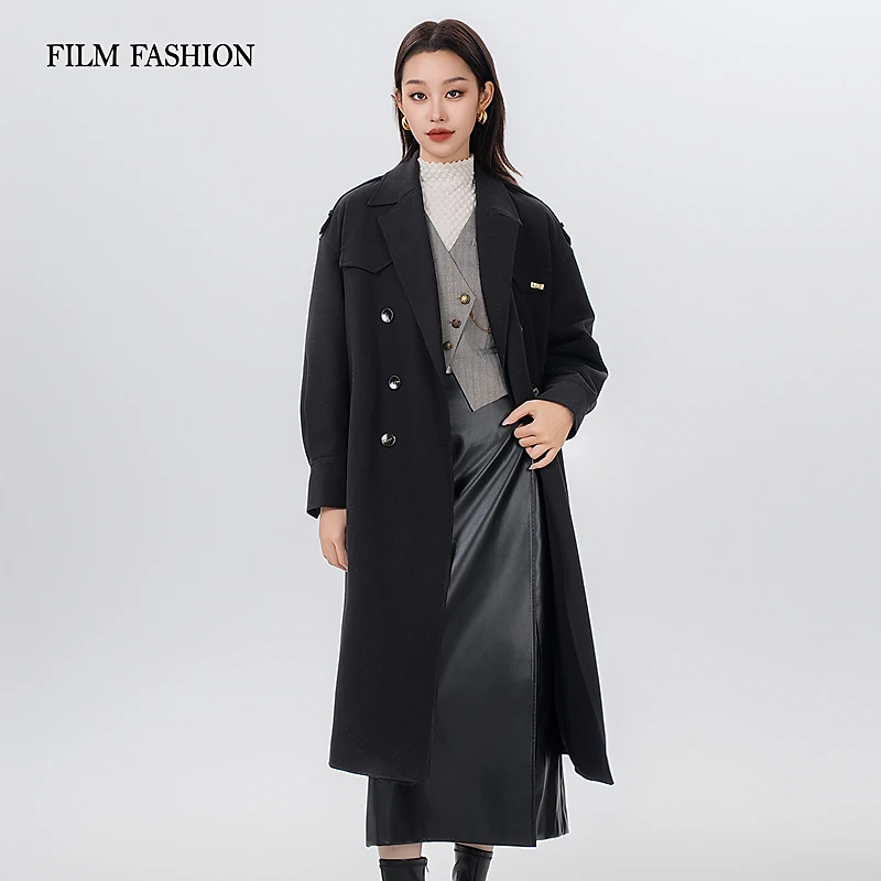 一电影一时装新款经典双排扣风衣外套气质休闲时尚女  FFCG811097