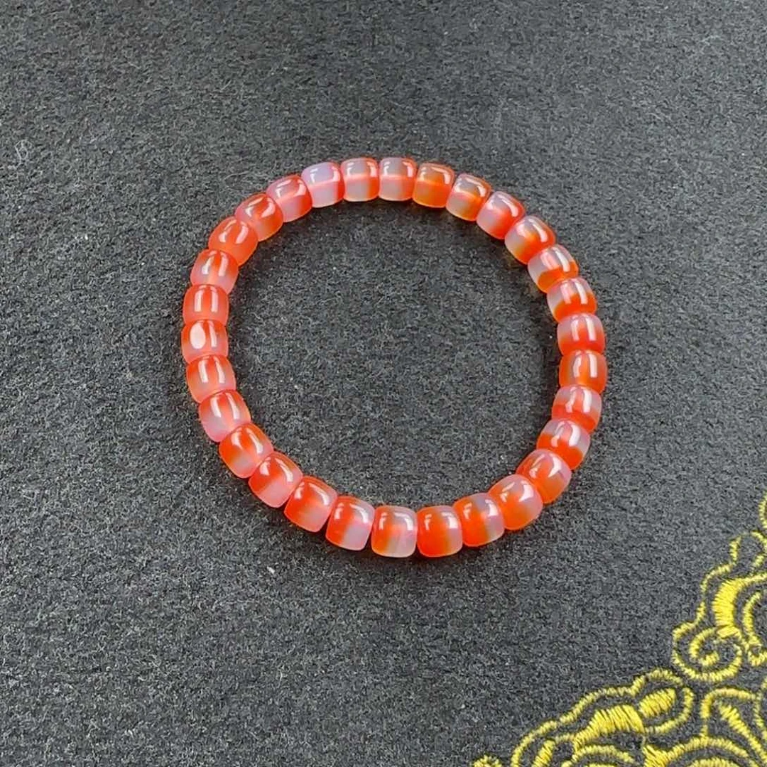 南红玛瑙冰飘直切聚宝盆7.2mn单圈未镶嵌