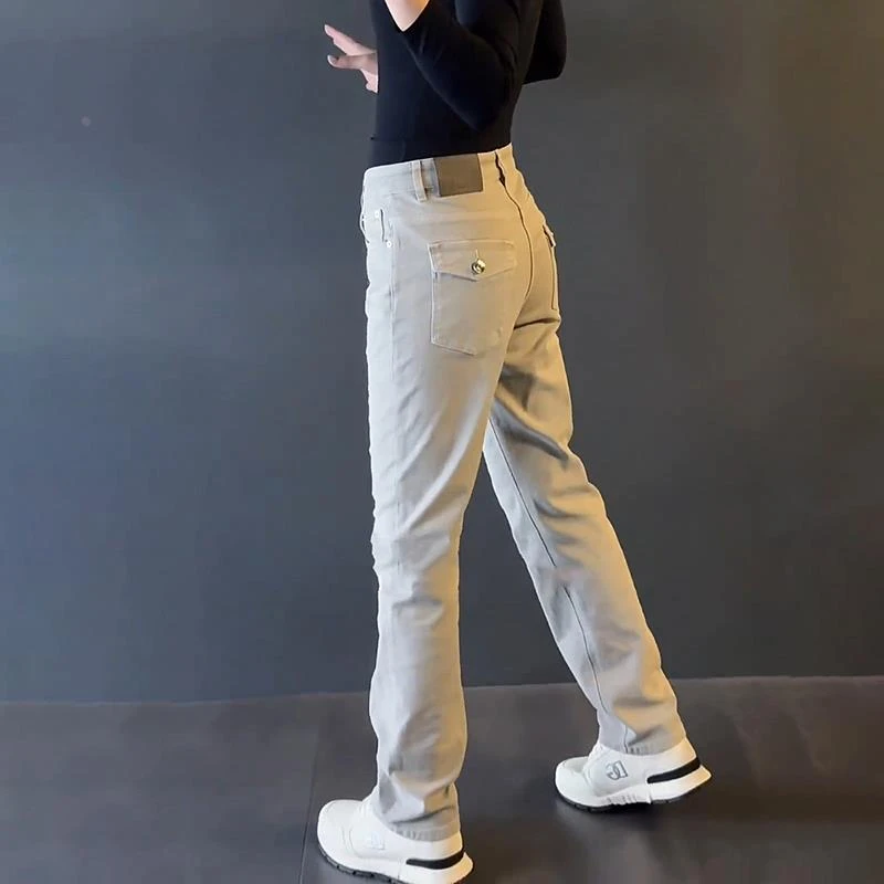 秋冬新款大码潮牌男士修身灰色牛仔裤2025年高级感休闲裤时尚新款