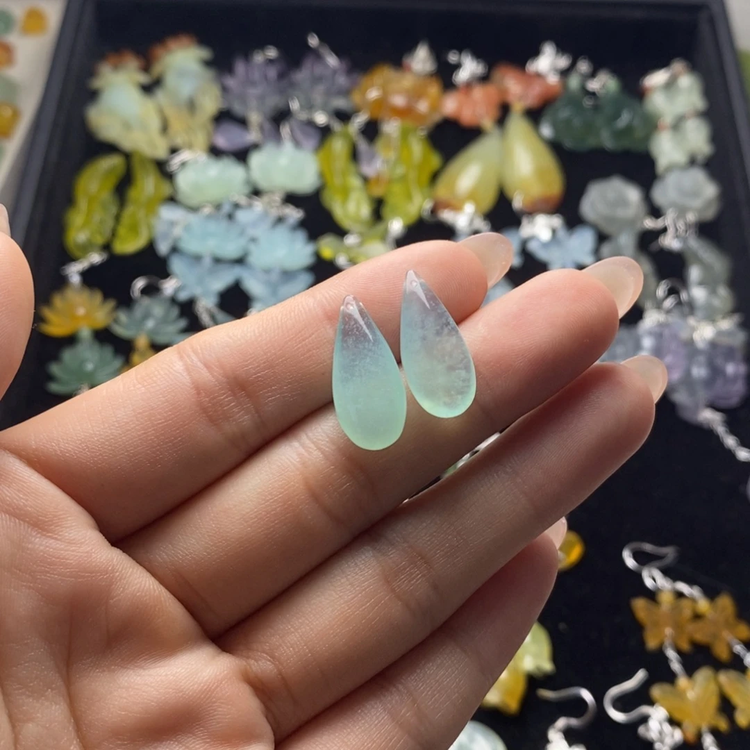 霖***）未镶嵌蛇纹石玉耳饰/颈饰