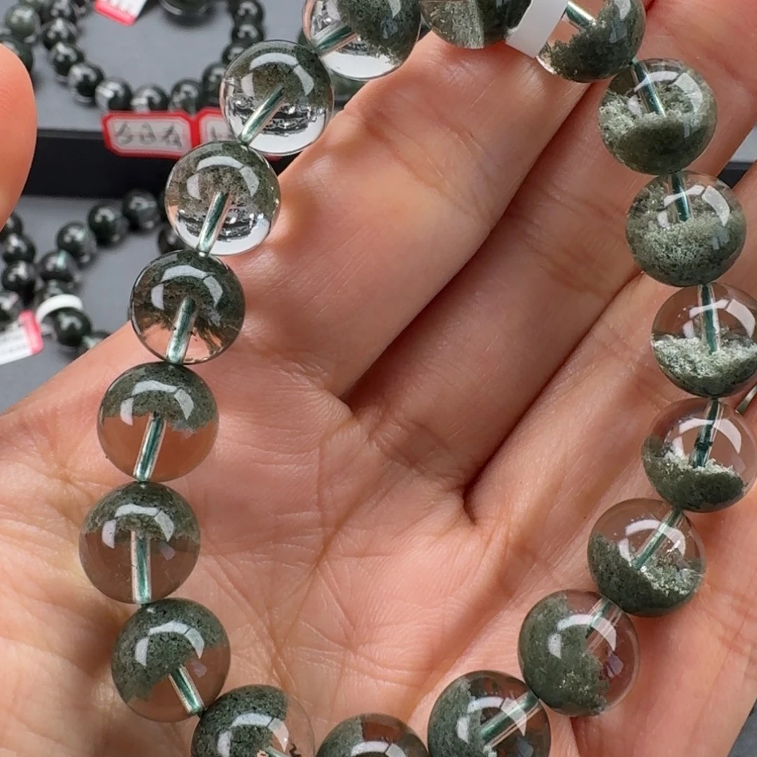 未镶嵌手链水晶天然绿幽灵毕业级聚宝盆