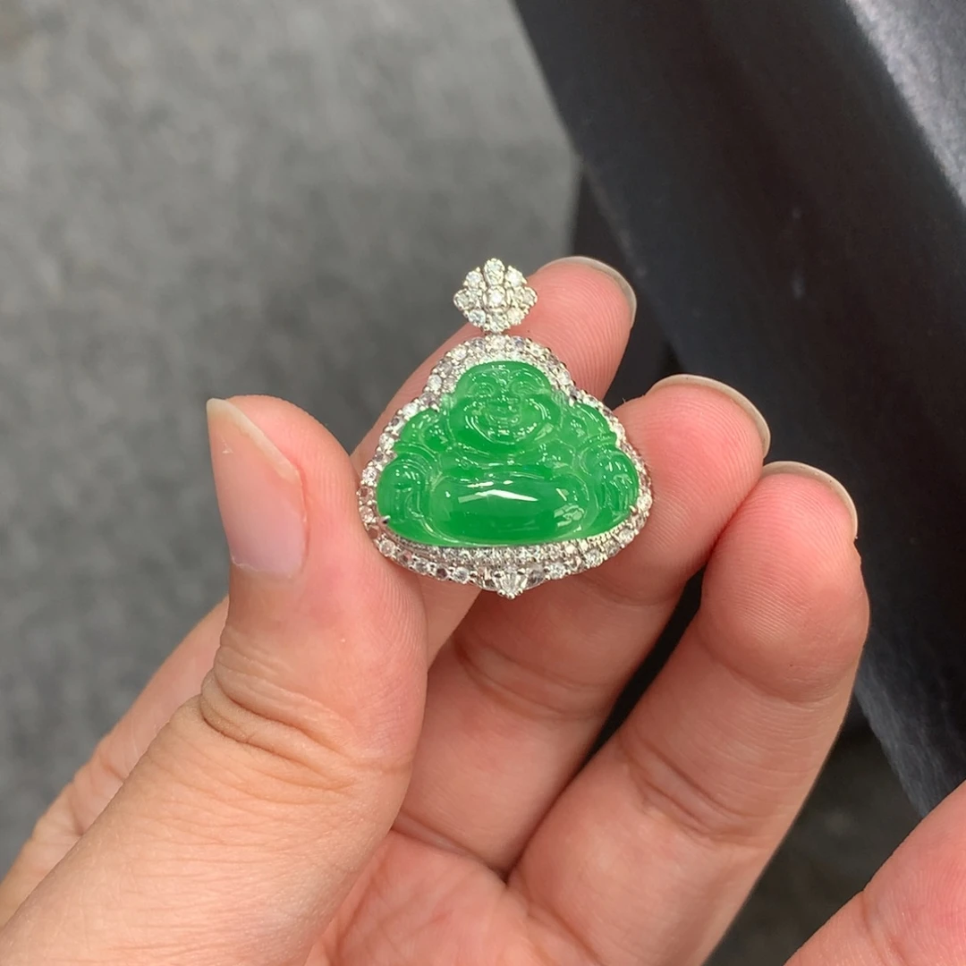 翡翠18K金镶嵌吊坠(不含链)吊坠