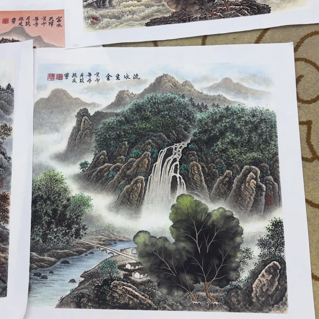 国画莯*路振友斗方作品打包童