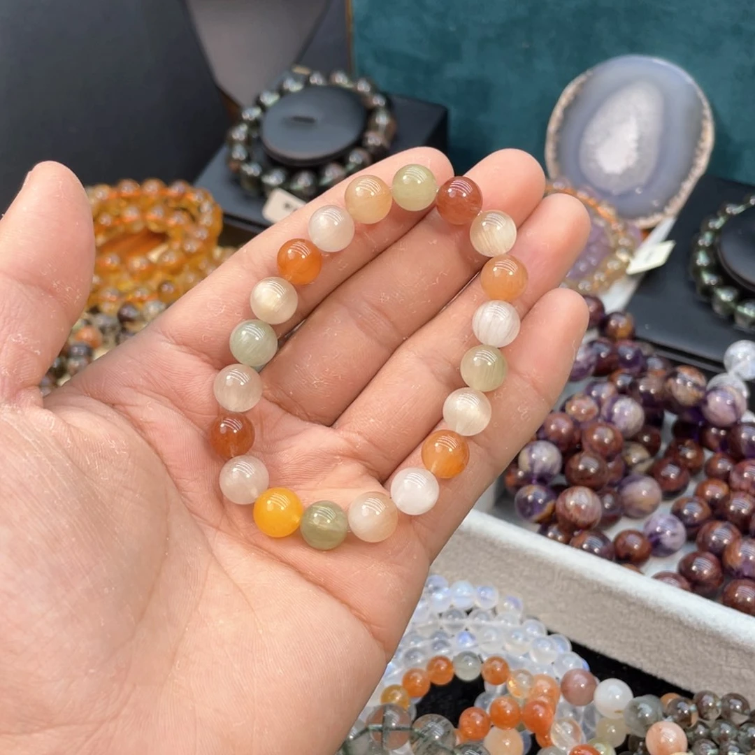 水晶手链未镶嵌漏***贝彩兔毛