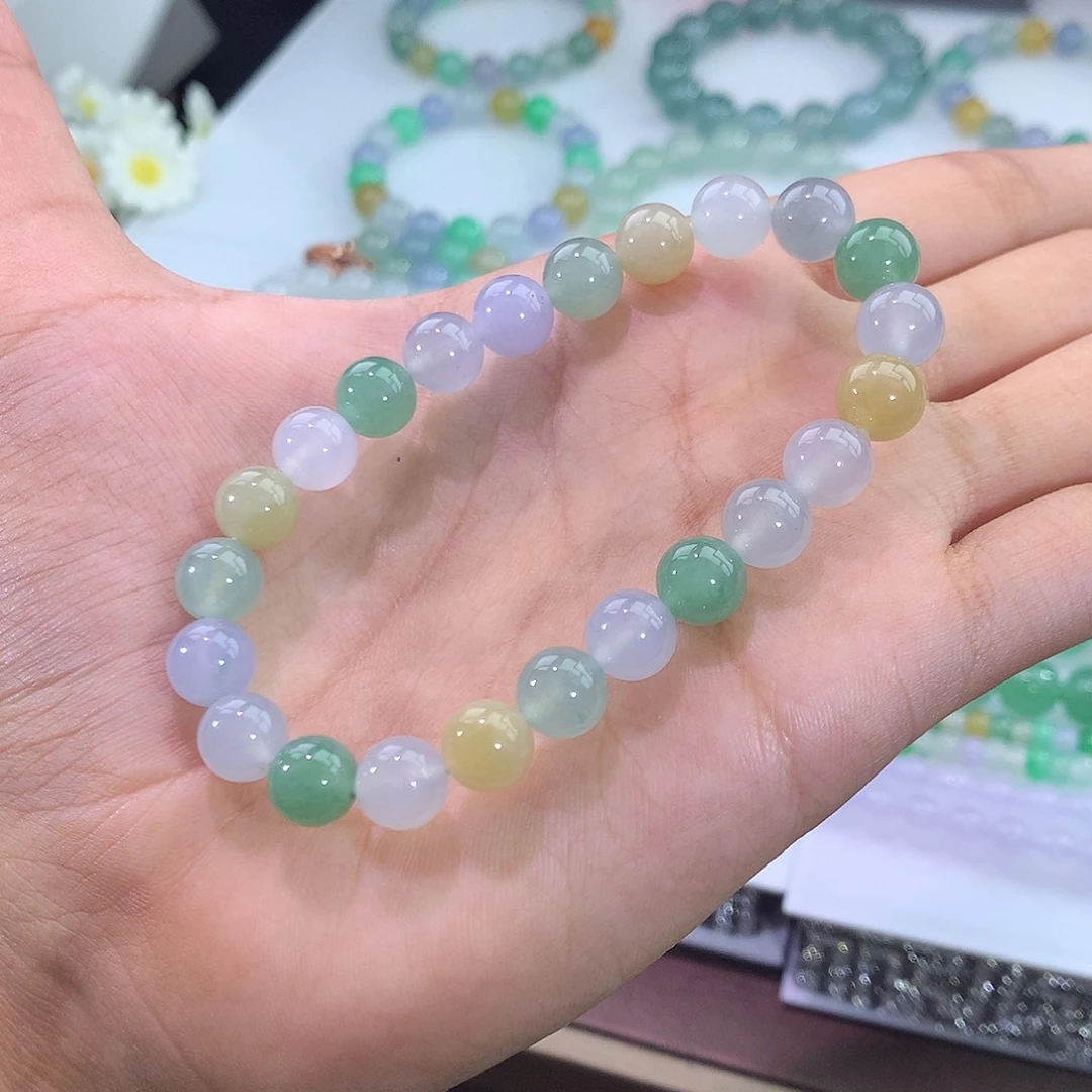 翡翠未镶嵌手链冰多宝手串