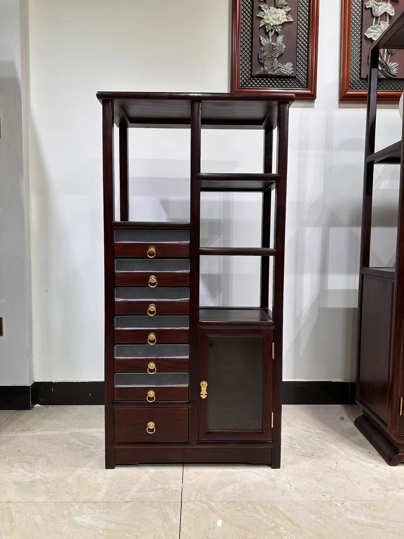 南美黑酸枝实木茶柜客厅隔断牙科柜摆件茶室多宝阁茶饼展示柜