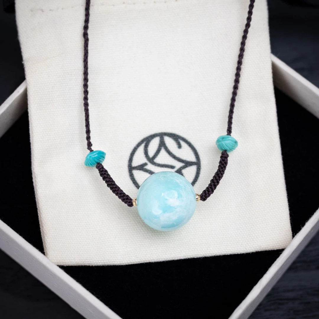 禾奕天然绿松石项链锁骨链湖北原矿高瓷釉时尚百搭国风复古简约