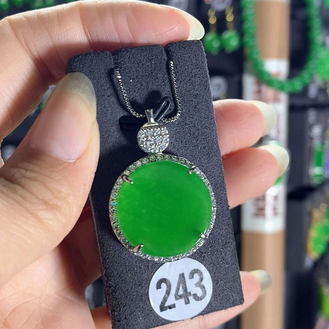 翡翠银S925镶嵌耳饰243