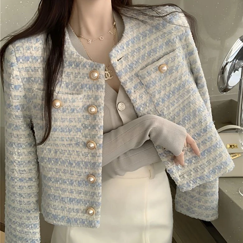 【现货+运费险】小香风短外套女法式显瘦气质名媛园领百搭ZF8013