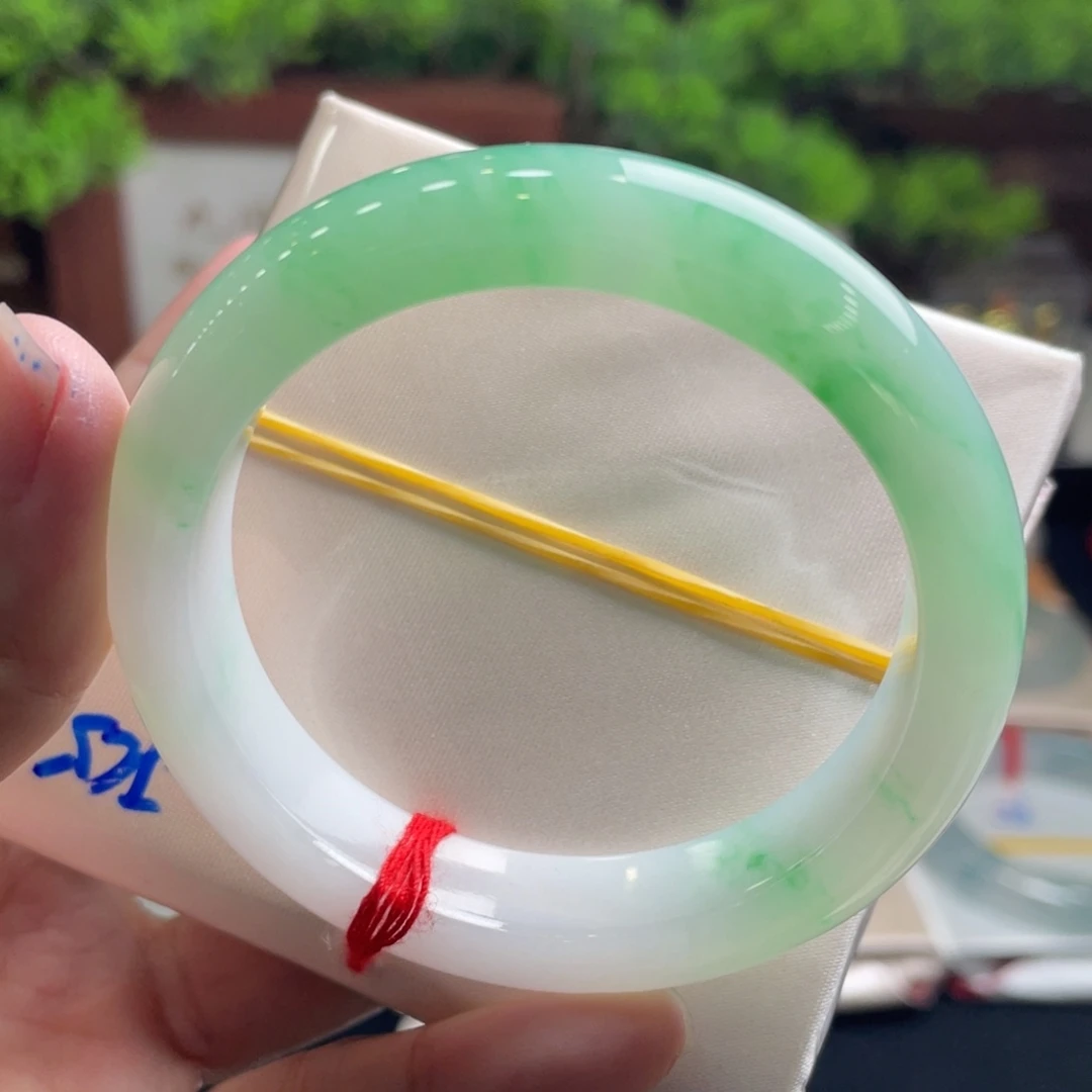 翡翠未镶嵌手镯52.4阳春白雪 种特老