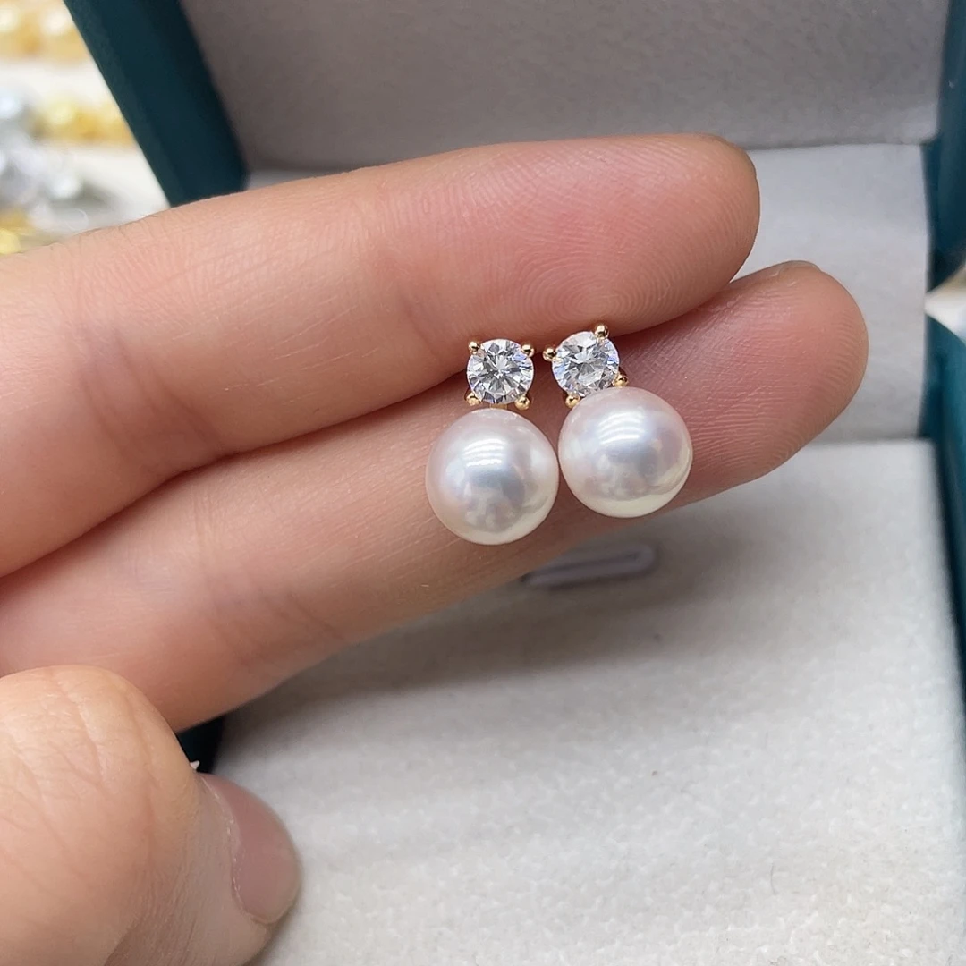 银S925镶嵌海水珍珠耳饰