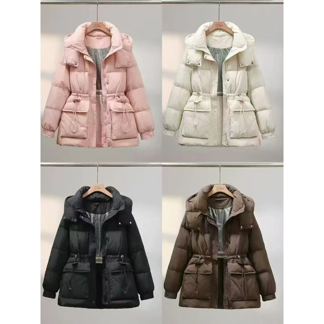 A102#2024新款羽绒服女秋冬短款加厚宽松连帽蓄热内里小个子外套