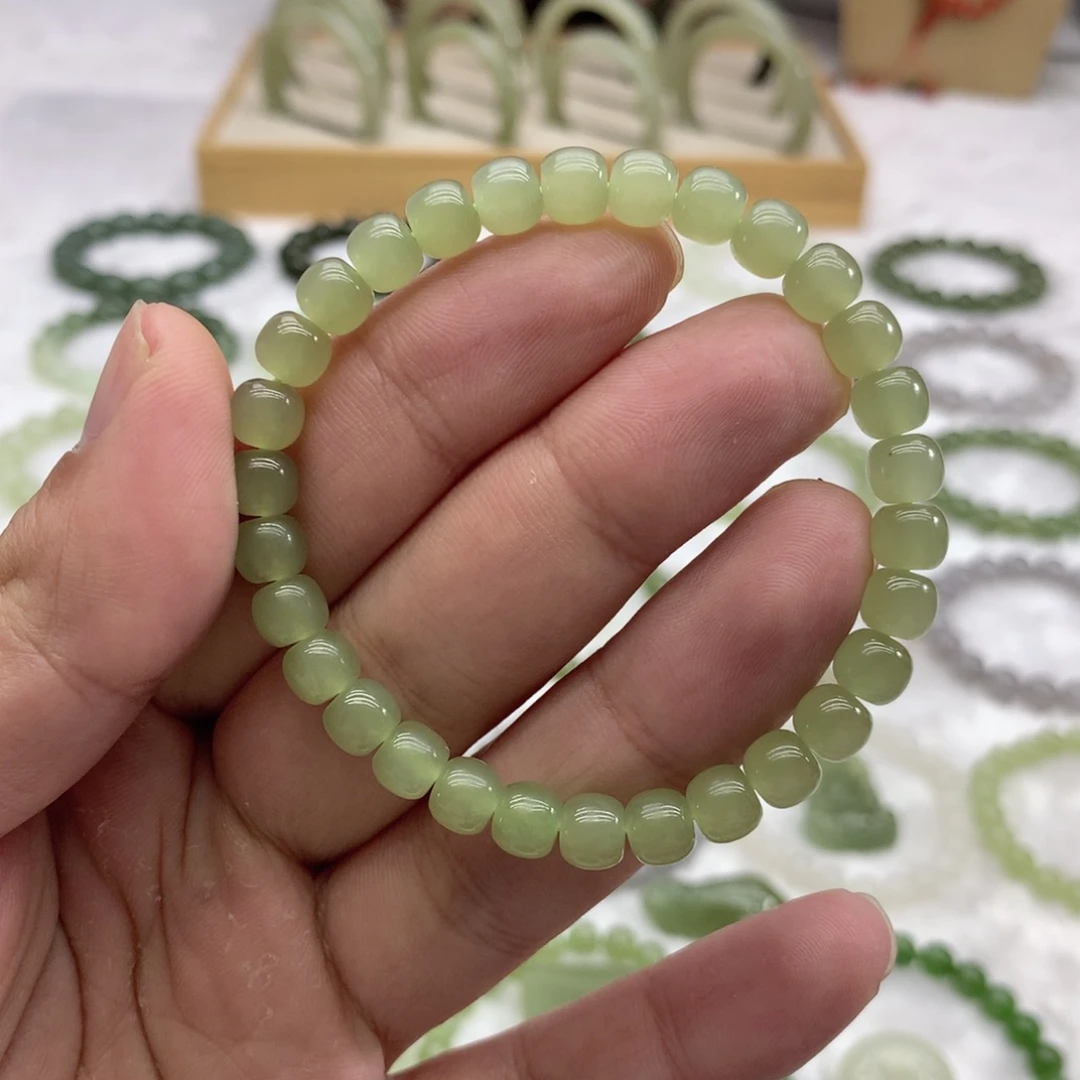 和田玉未镶嵌手串（直切冰晴水6.7）