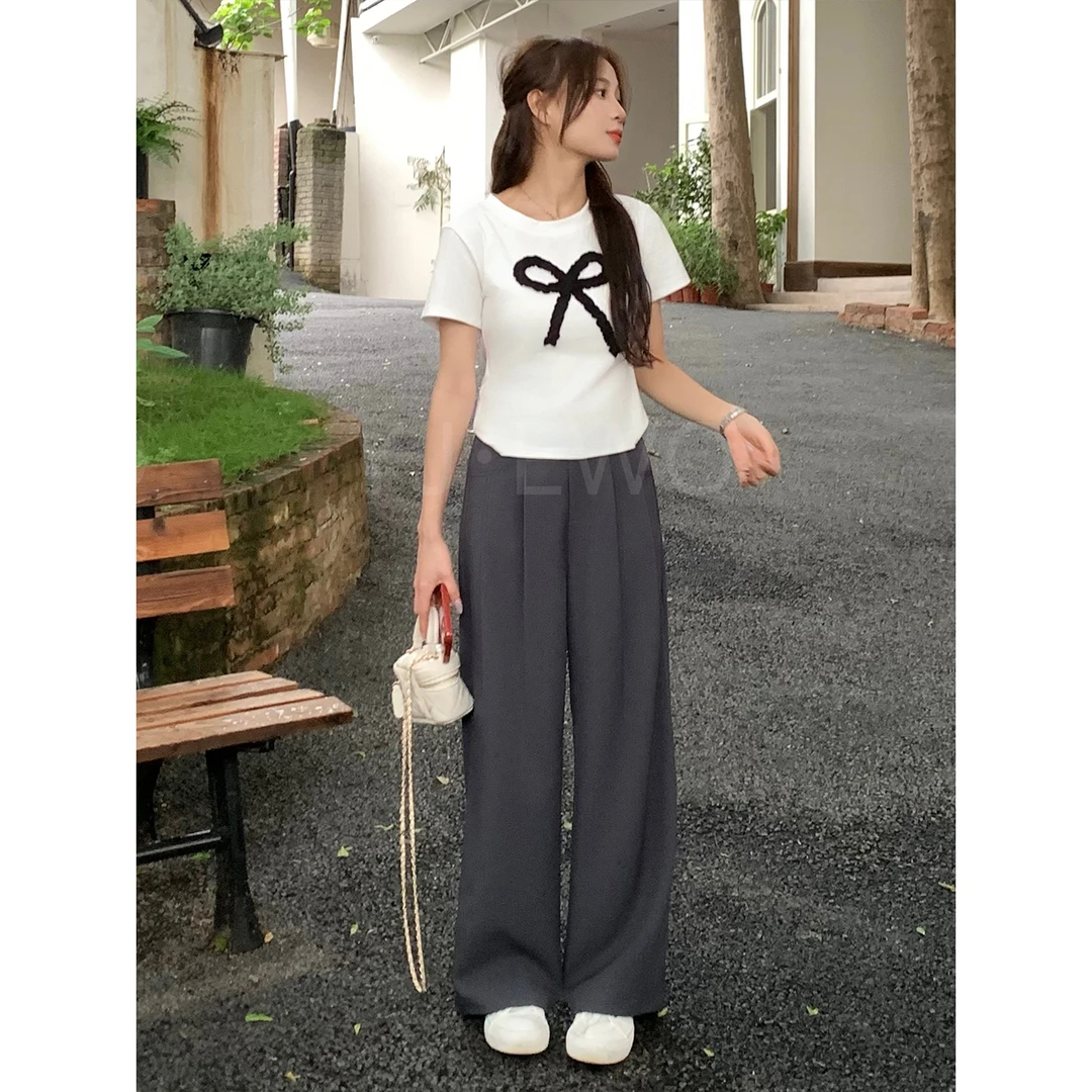 【小爽小个子】夏季新款显瘦高腰休闲薄款宽松垂感西装裤-2867
